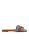 Moncler Bell Denim Slides In Medium Wash
