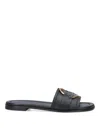 Moncler Black Leather Bell Slippers In Black