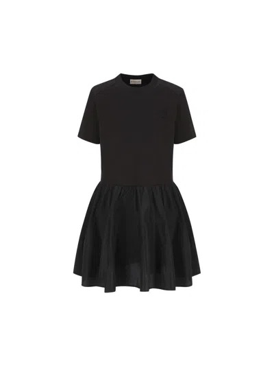 Moncler Slim Fit Flared Mini Dress In Black