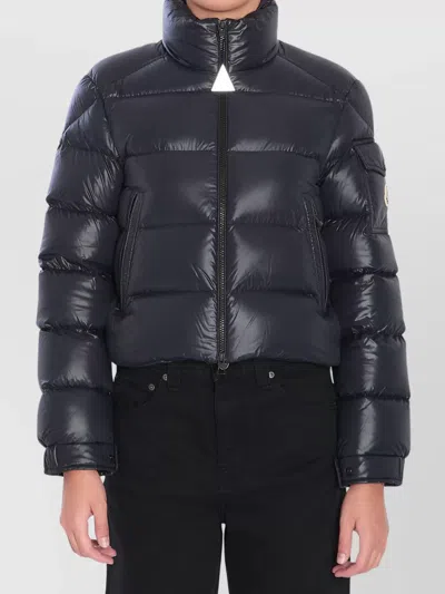 Moncler Slim Fit Puffer Jacket With High Collar In Blue