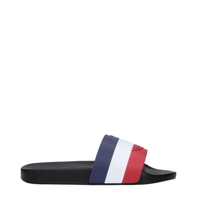 Moncler Slippers And Clogs Basile Men Rubber Blue/red In Black