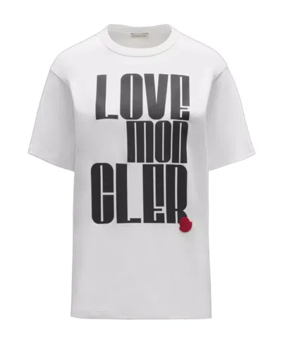 Moncler Slogan-print Logo-patch T-shirt In White