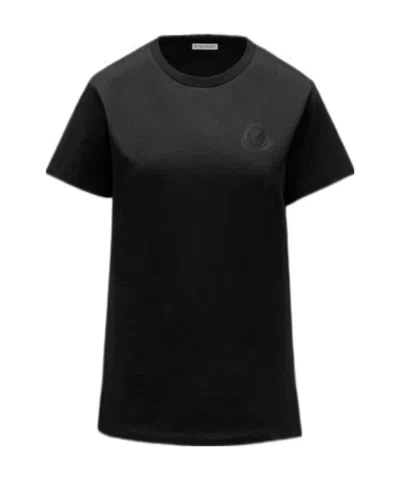 Moncler Slogan Print T-shirt In Black