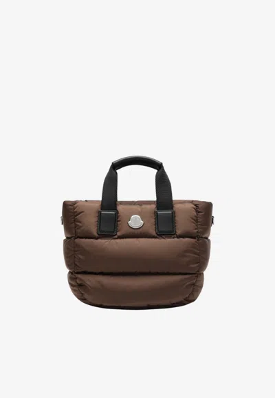 Moncler Small Caradoc Padded Nylon Bag In Brown
