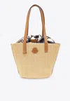 Moncler Woman Raffia Small Hubba Shopping Bag In Beige