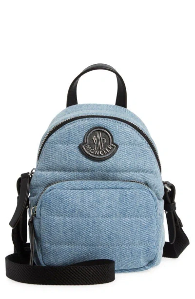 Moncler Kilia Small Crossbody Denim Backpack In Blue