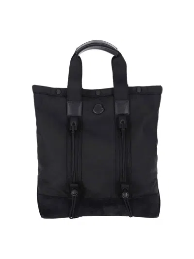 Moncler Small Logo Tote Bag In Black