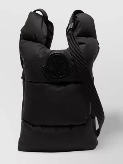 Moncler Small Quilted Padded Bucket Bag With Adjustable Strap In Black