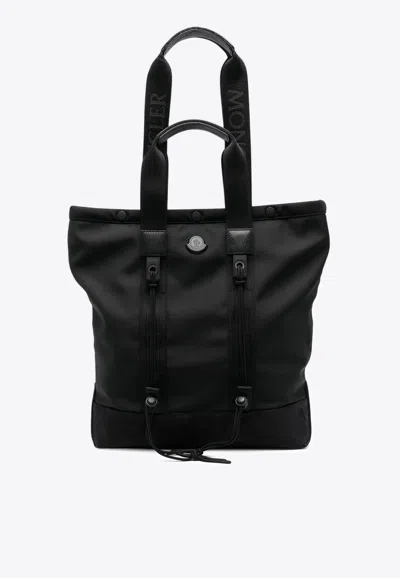 Moncler Small Tech Water-repellent Tote Bag In Black