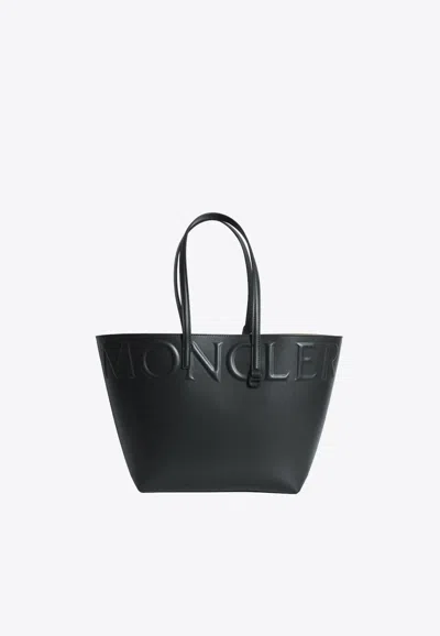 Moncler Small Very Tote Bag In Calf Leather In Black