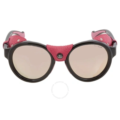 Moncler Smoke Mirror Round Unisex Sunglasses Ml0046 01c 52 In Black