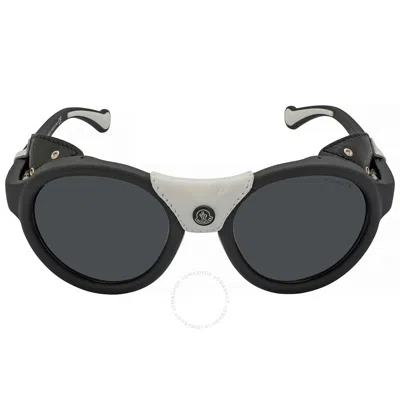 Moncler Smoke Mirror Round Unisex Sunglasses Ml0046 02c 52 In Black