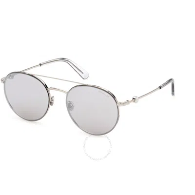 Moncler Smoke Mirror Round Unisex Sunglasses Ml0214 16c 54 In Metallic