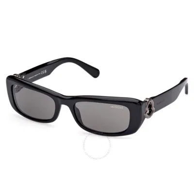Moncler Smoke Rectangular Ladies Sunglasses Ml0245 01a 55 In Black