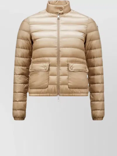 Moncler Snap Button Collar Down Jacket In Neutrals