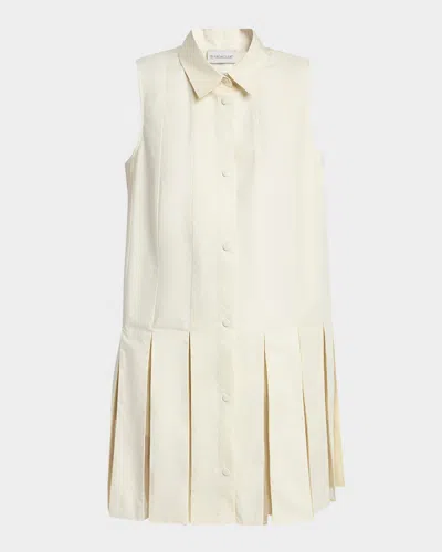 Moncler Cotton And Silk Mini Chemisier Dress In White