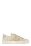Moncler Monaco Leather Low-top Sneakers In Beige
