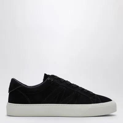 Moncler Monaco Suede Low-top Sneakers In Black