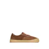 Moncler Luxe Suede Lace-up Sneakers For Women In Brown