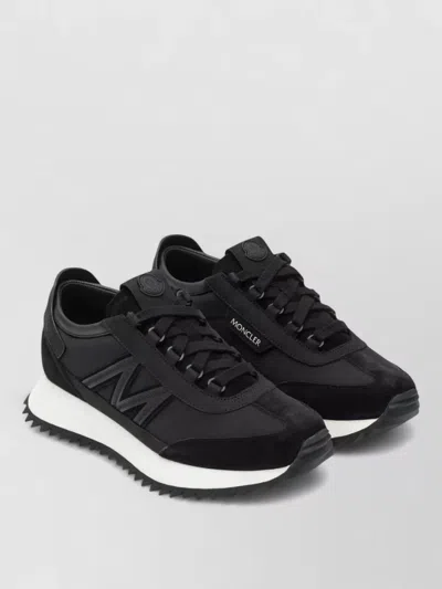 Moncler Sneakers Contrast Sole Quilted Panels Suede Accents In Black