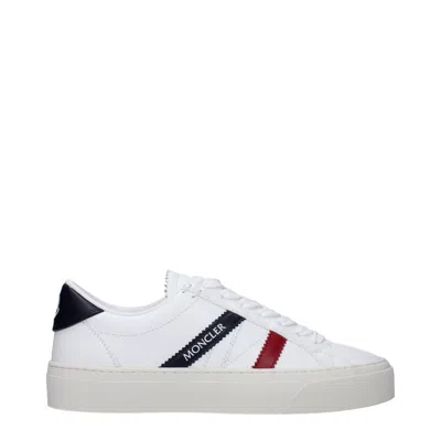 MONCLER MONCLER SNEAKERS MONACO 2 WOMEN'S LEATHER WHITE/BLUE