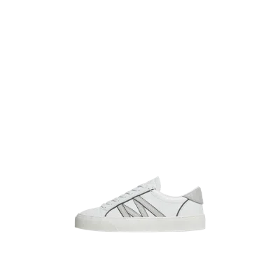 Moncler Sneakers Monaco2 En Cuir Pailleté In White