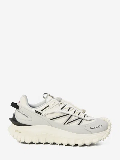 Moncler Light Grey Real Leather Trailgrip Gtx Low Top Sneakers In Gray