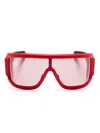 Moncler Snowseeker Rectangular Sunglasses In Red