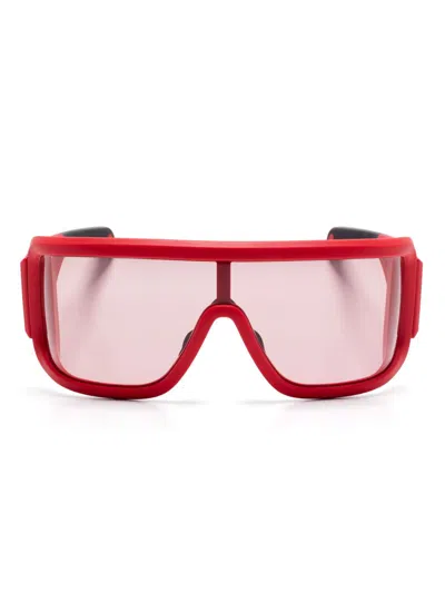 Moncler Snowseeker Rectangular Sunglasses In Red