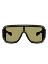 Moncler Black Snowseeker Rectangle Frame Sunglasses In Black