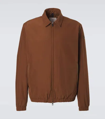 Moncler Socot Leather-trimmed Blouson Jacket In Brown