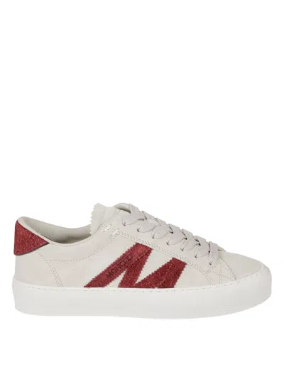 Moncler Soft Beige Suede Sneakers In White