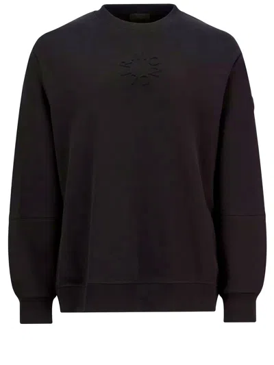 Moncler Soft Brushed Cotton Sweatshirt With Embossed Logo In Black