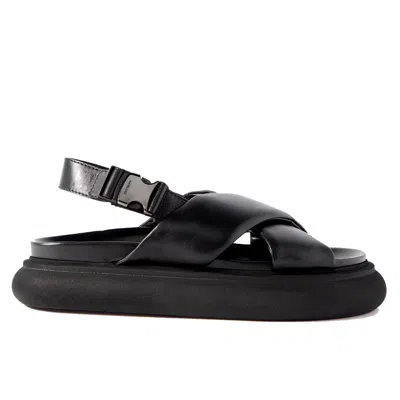 Moncler Solarisse Leather Sandals In Blue