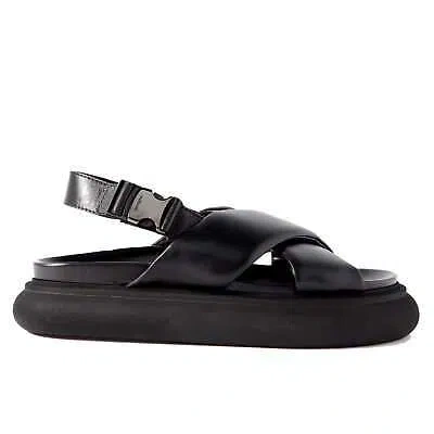 Pre-owned Moncler Solarisse Leather Sandals In Black