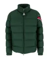 Moncler Solayan Zip-up Short Down Jacket In Green