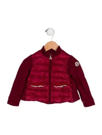 Pre-owned Moncler Babies' Solid Down Jacket In Burgundy