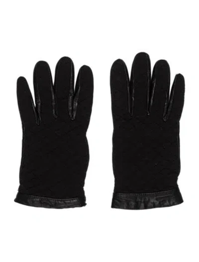 Pre-owned Moncler Solid Leather Gloves In Black
