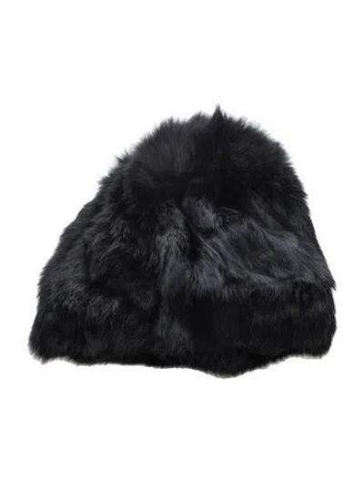 Pre-owned Moncler Solid Rabbit Fur Bhat In Black