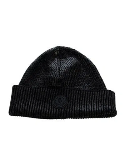 Pre-owned Moncler Solid Wool Beanie In Black
