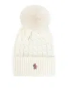 Moncler Ivory Virgin Wool Hat With Pompom In White