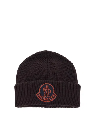 Moncler Wool Hat In Brown