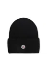 Moncler Beanie With Logo Patch In Black