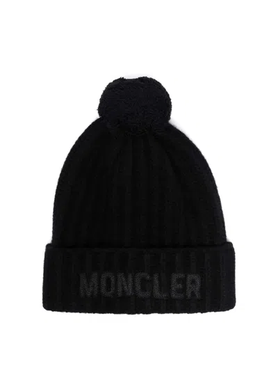 Moncler Berretto Tricot In Black