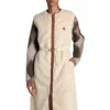 Moncler Sorbier Faux Fur & Down Long Vest In Almond Milk