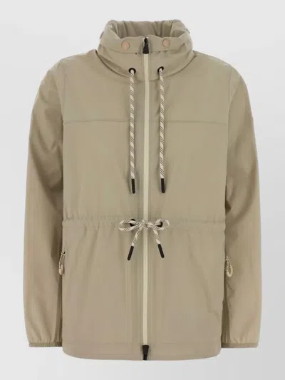 Moncler Grenoble Stretch Nylon Soulare Windbreaker Jacket For Women In Beige O Tan