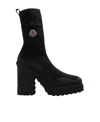 Moncler Splora Leather And Rubber-trimmed Ribbed Stretch-knit Ankle Boots In Black
