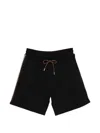 Moncler Drawstring Side Stripe Shorts In Black