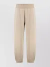 Moncler Sport Trousers With Patch And Elastic Ankle Cuffs In Neutral