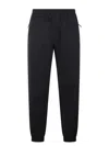 Moncler Black Embroidered Logo Trousers In Black